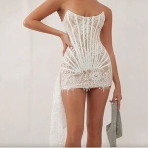 Heiress Beverly Hills White Lace Corset Draped Mini Dress size small used